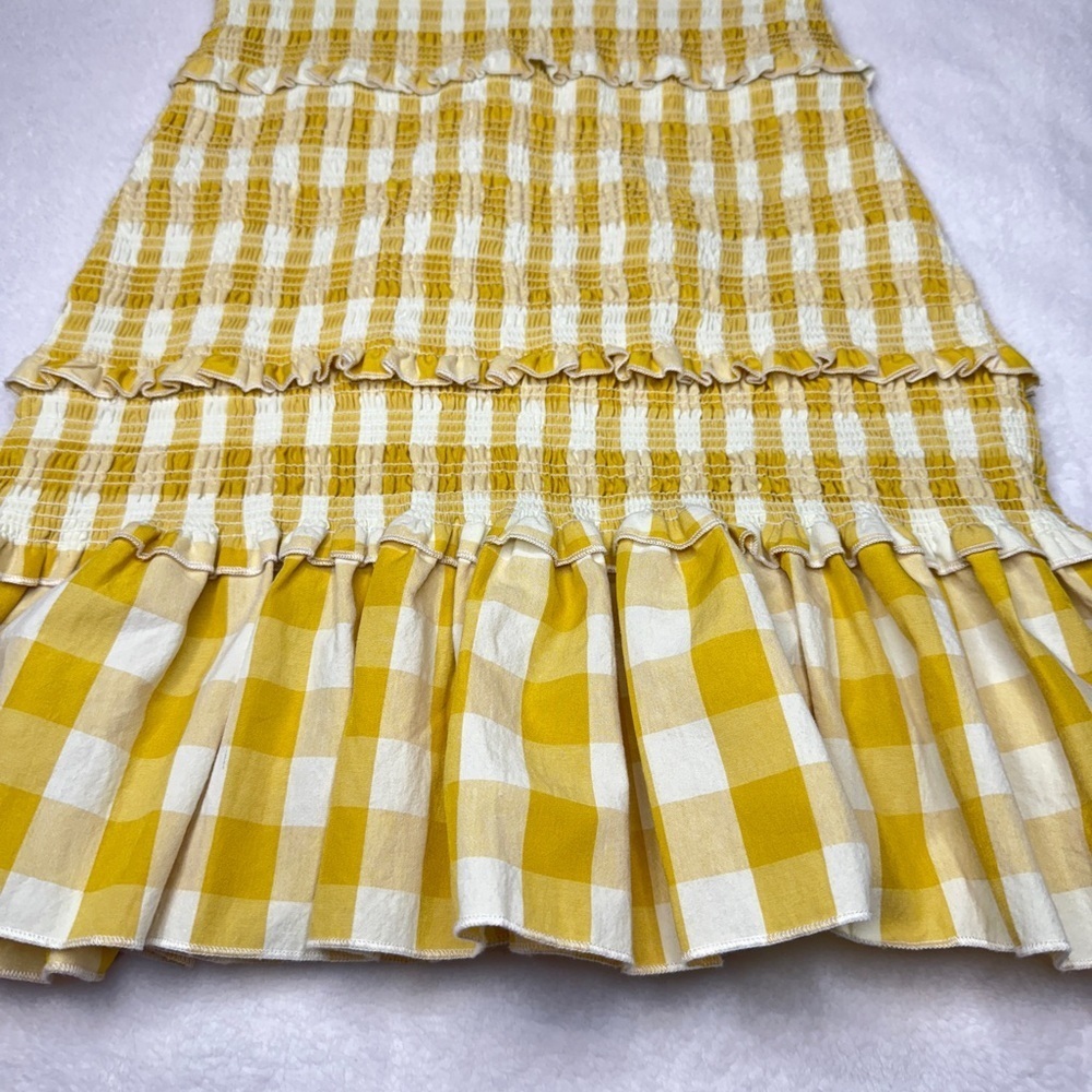Mable Dress | Yellow and White Gingham | Tie Shoulders | Size M - Picture 3 of 4